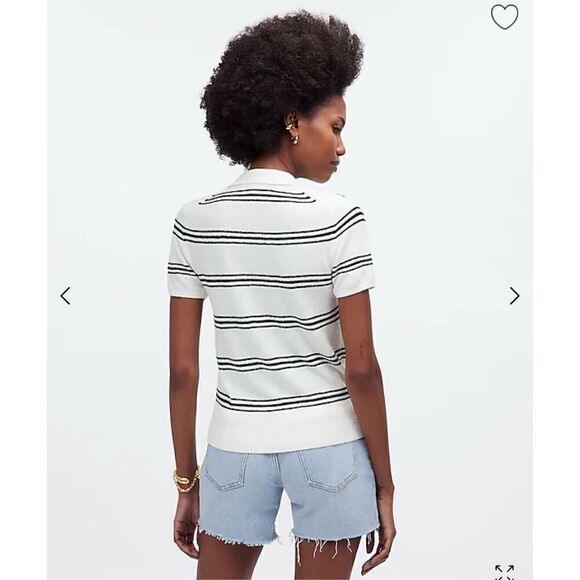 $75 Madewell Polo Sweater Tee in Stripe size XXS - Picture 2 of 5